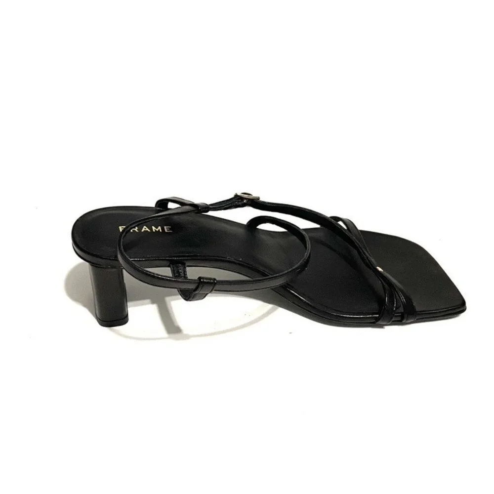 FRAME Le Braxton Sandal Strappy Black Leather Heels NEW Women's 39 9 MSRP $398